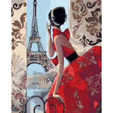 paint by numbers | Beautiful Woman and Eiffel Tower | cities easy | FiguredArt