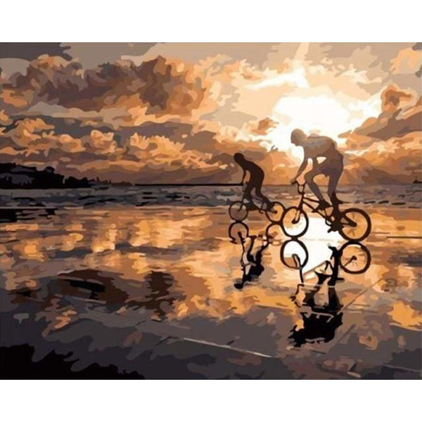 paint by numbers | Biking at Sunset | intermediate landscapes | FiguredArt