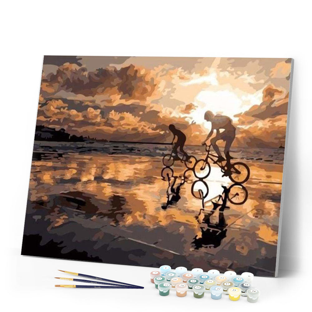 paint by numbers | Biking at Sunset | intermediate landscapes | FiguredArt