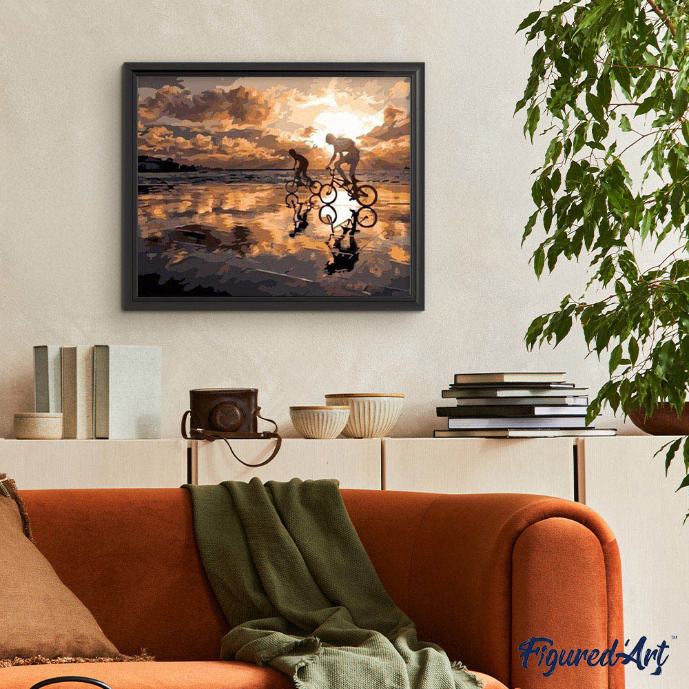 paint by numbers | Biking at Sunset | intermediate landscapes | FiguredArt