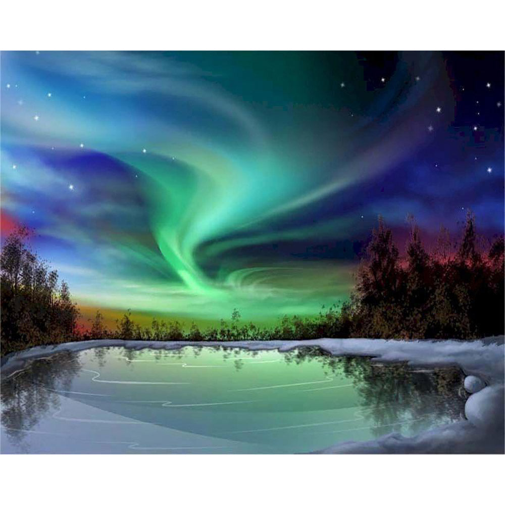 paint by numbers | aurora borealis and lake | new arrivals landscapes easy | FiguredArt