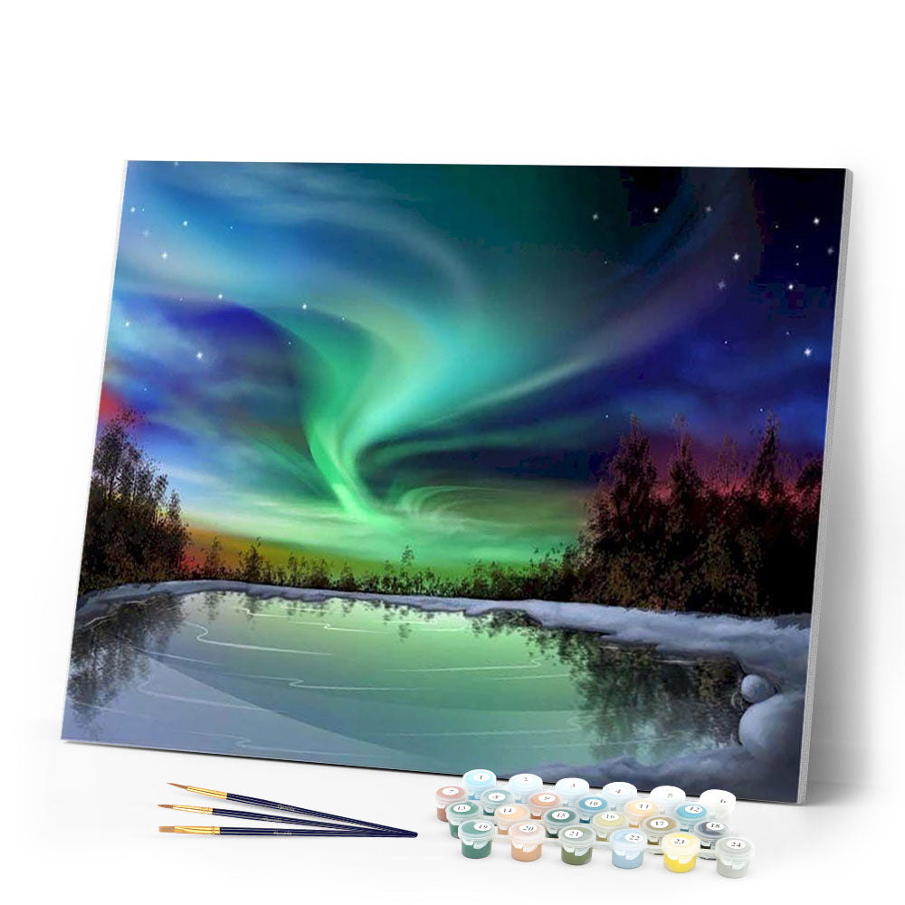 paint by numbers | aurora borealis and lake | new arrivals landscapes easy | FiguredArt