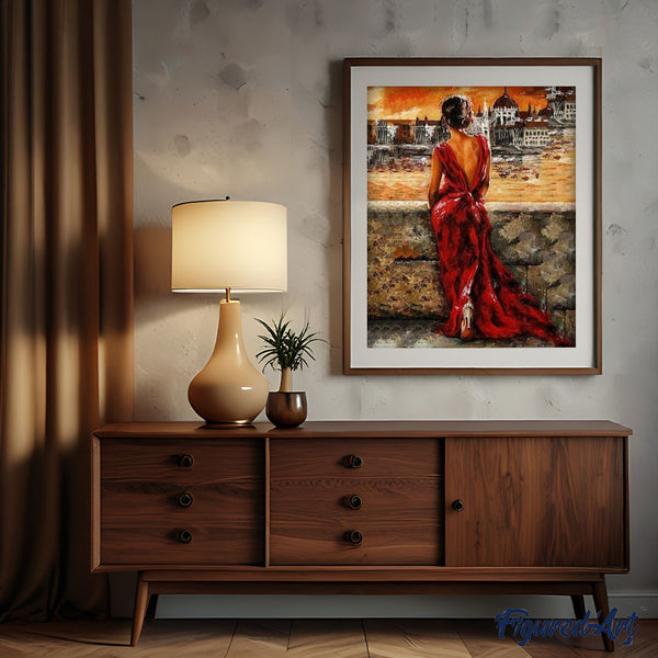 paint by numbers | Beautiful Woman in Red Dress | advanced romance | FiguredArt