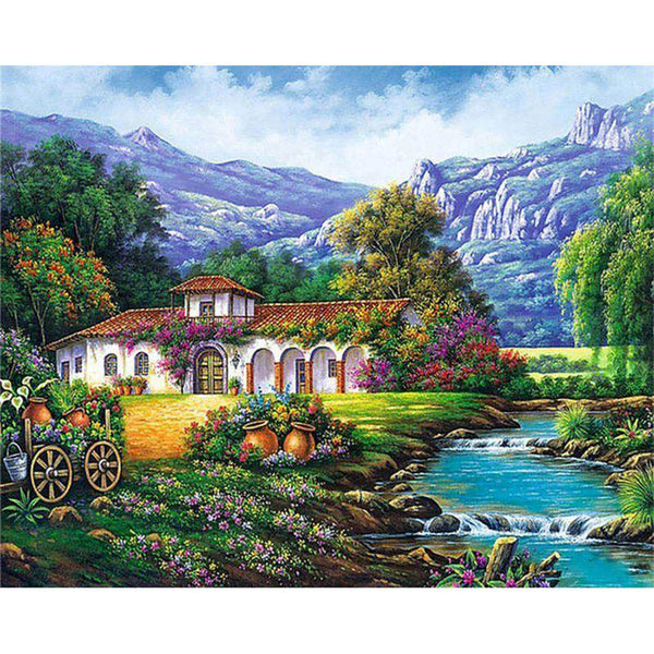 paint by numbers | quiet house near the river | new arrivals landscapes mountains advanced | FiguredArt