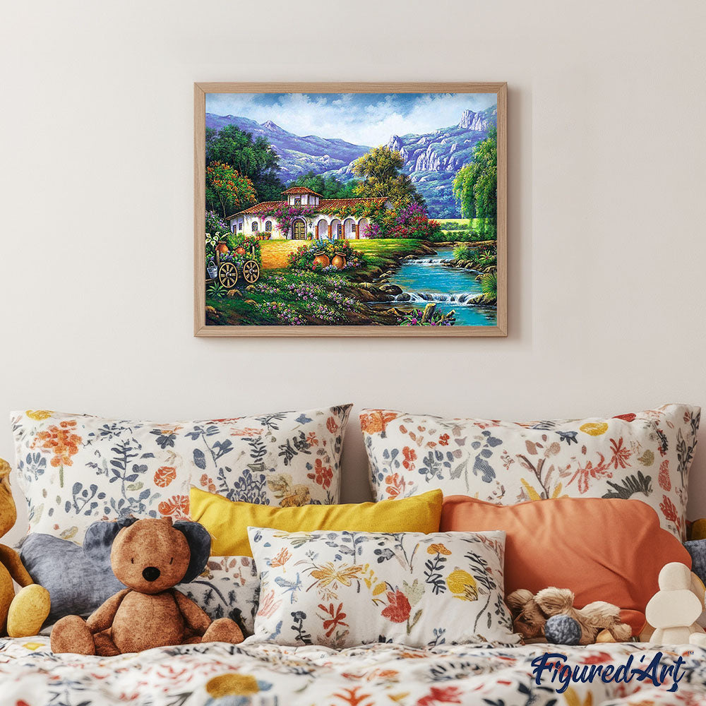 paint by numbers | quiet house near the river | new arrivals landscapes mountains advanced | FiguredArt