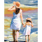 paint by numbers | Mother and Daughter at the Beach | easy landscapes romance | FiguredArt