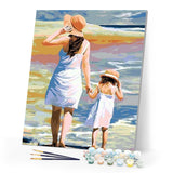 paint by numbers | Mother and Daughter at the Beach | easy landscapes romance | FiguredArt