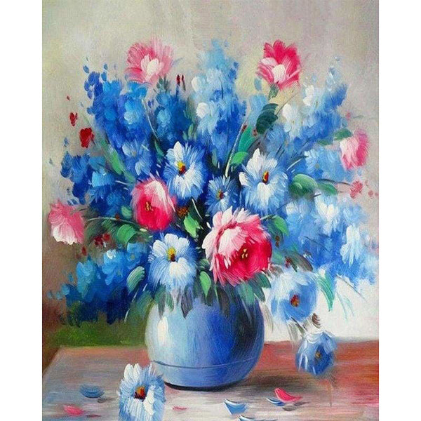 paint by numbers | Blue and red flowers | advanced flowers | FiguredArt