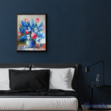 paint by numbers | Blue and red flowers | advanced flowers | FiguredArt