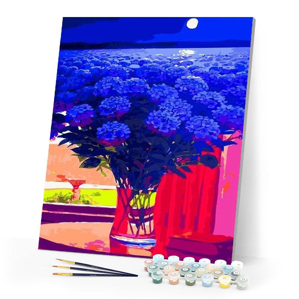 paint by numbers | Blue hydrangeas | advanced flowers landscapes | FiguredArt
