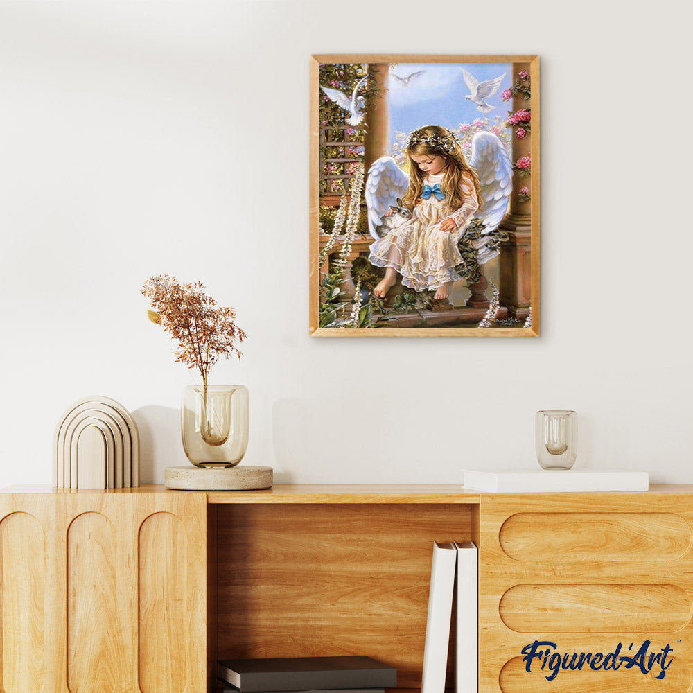 Paint by numbers - Little Angel Bunny and Doves – Figured'Art US