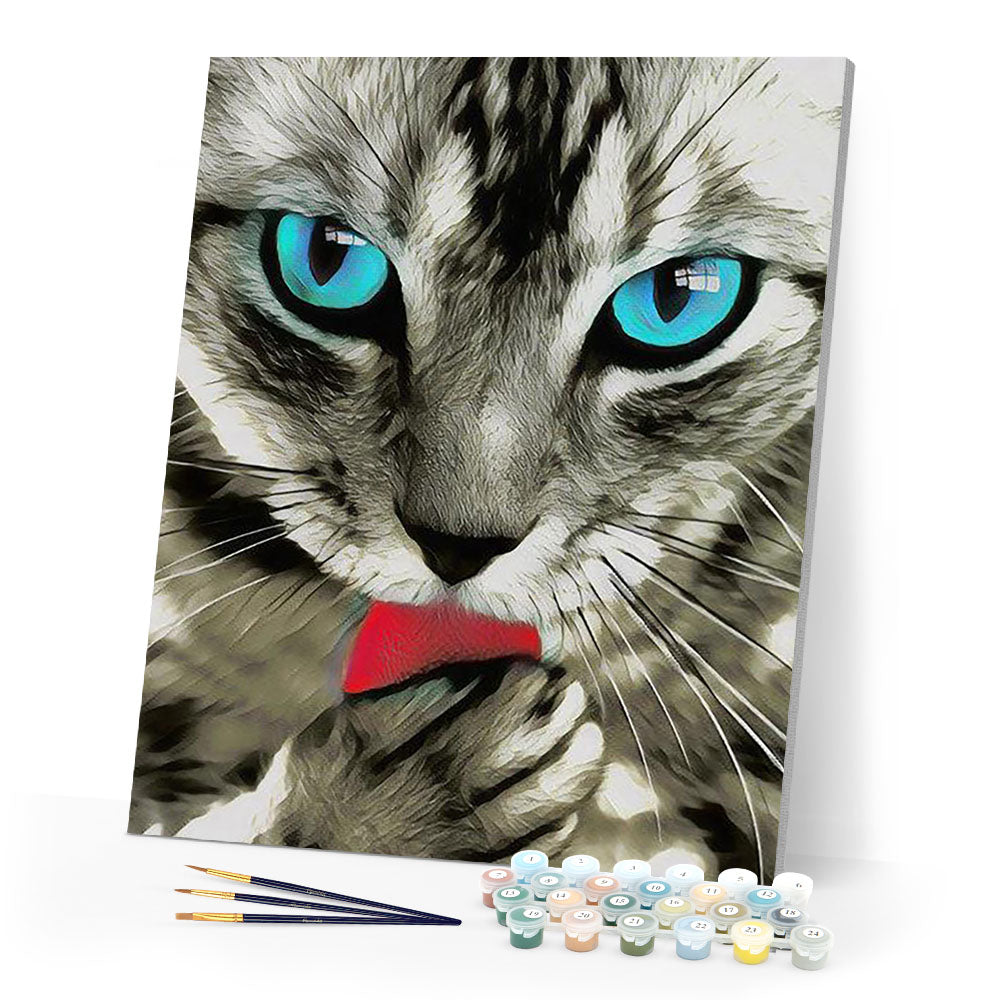 Paint by numbers | Beautiful Cat with Blue Eyes | animals cats intermediate | Figured'Art