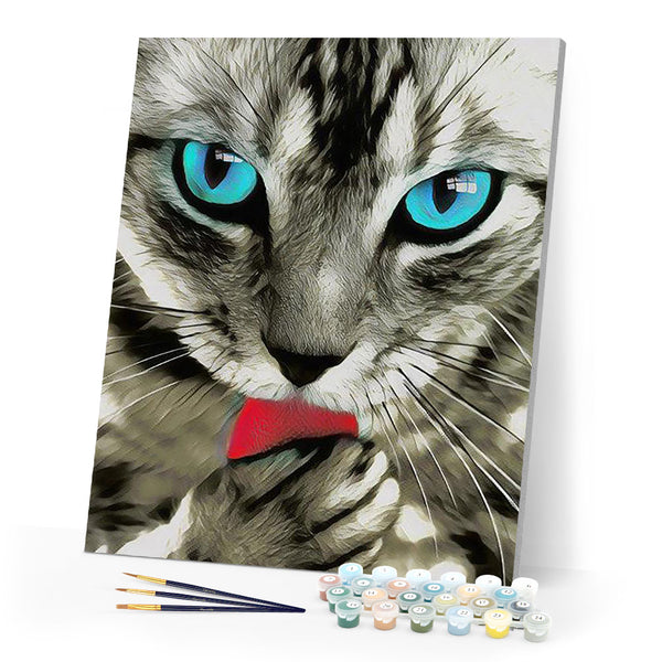 Paint by numbers | Beautiful Cat with Blue Eyes | animals cats intermediate | Figured'Art