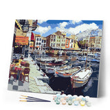 paint by numbers | Boats in Harbor | advanced landscapes ships and boats | FiguredArt