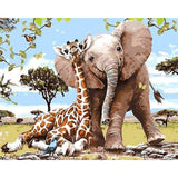 paint by numbers | Elephant & Giraffe friends | animals easy elephants giraffes kids | FiguredArt