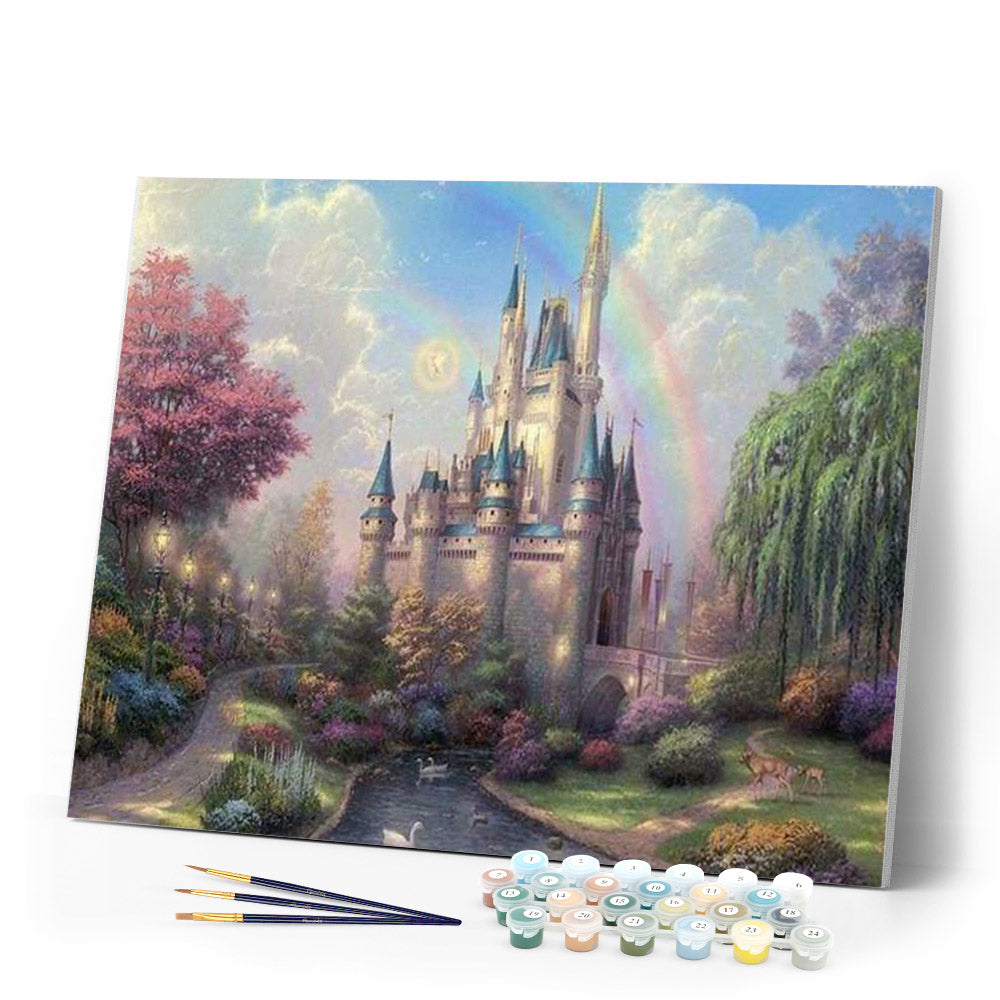 paint by numbers | Castle and Rainbow | advanced landscapes | FiguredArt