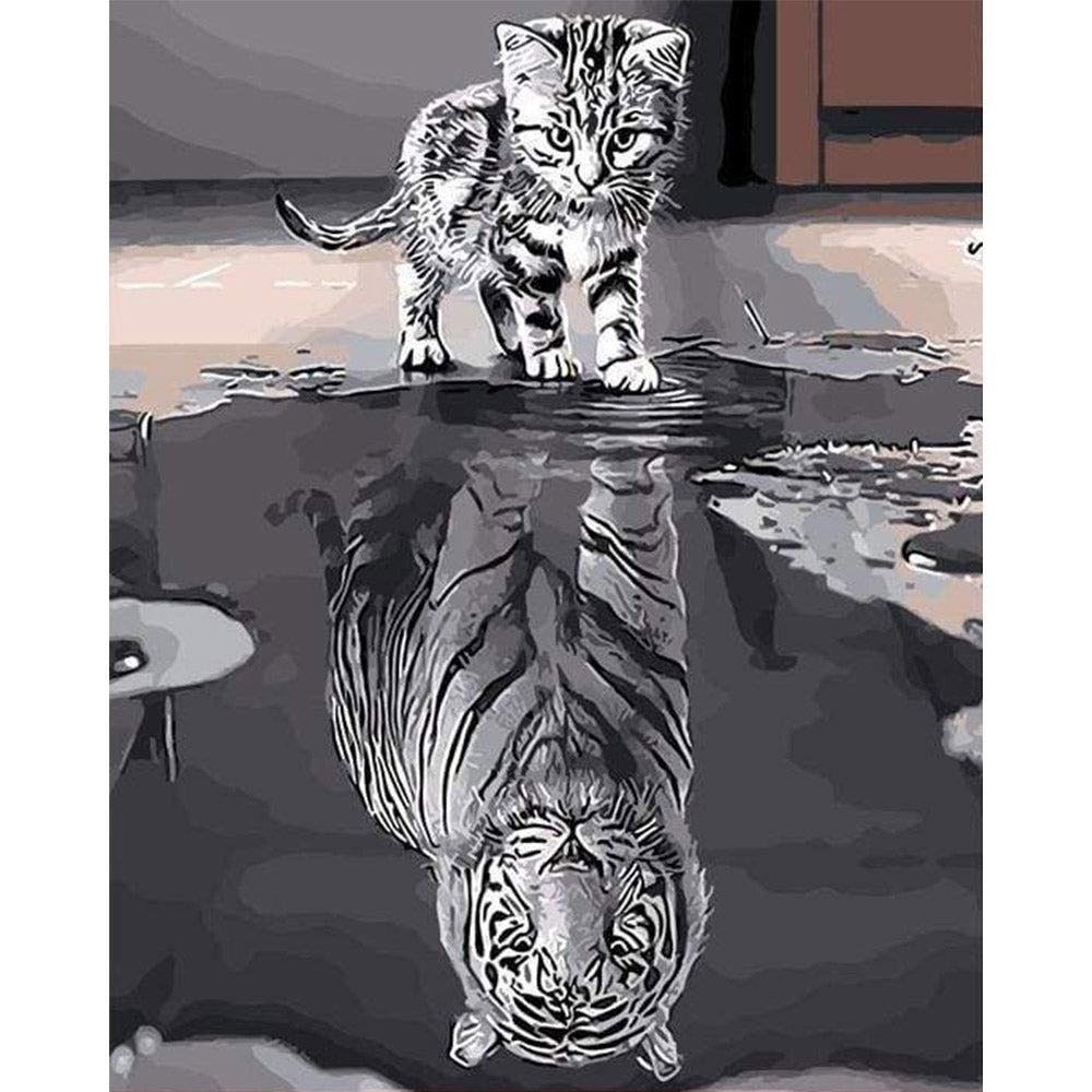 paint by numbers | Kitten Reflective Tiger | animals cats easy tigers | FiguredArt