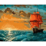 paint by numbers | Sailboat at Sunrise | advanced ships and boats | FiguredArt