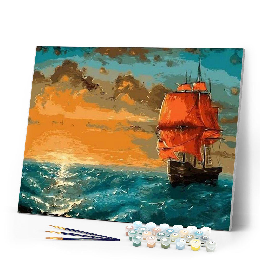 paint by numbers | Sailboat at Sunrise | advanced ships and boats | FiguredArt