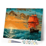 paint by numbers | Sailboat at Sunrise | advanced ships and boats | FiguredArt