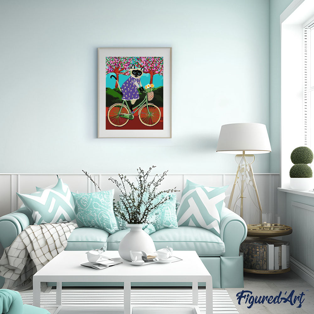 paint by numbers | black cat on the bicycle | new arrivals abstract animals cats easy | FiguredArt