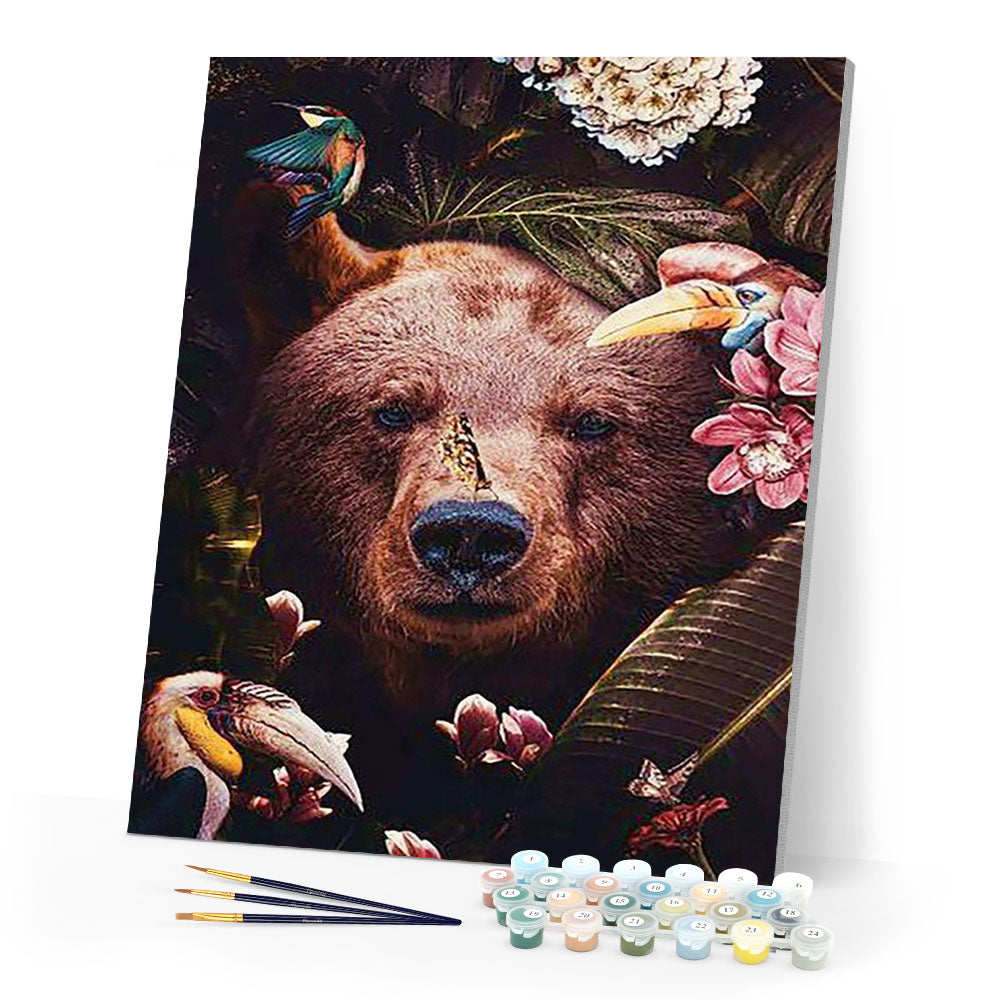 paint by numbers | bear hiding in foliage | new arrivals animals bears advanced | FiguredArt