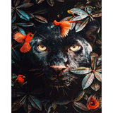 paint by numbers | black panther in the foliage and birds | new arrivals animals panthers birds intermediate | FiguredArt
