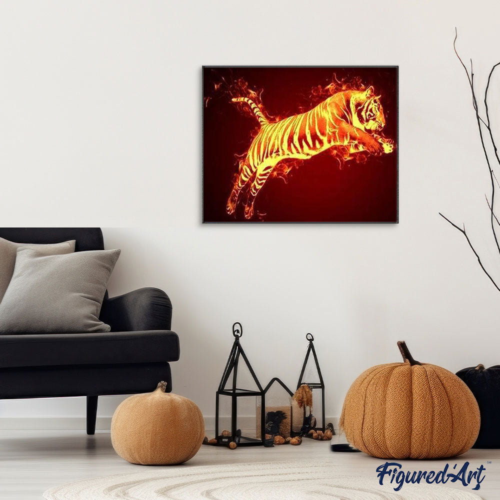 Paint by numbers - Tiger in fire – Figured'Art