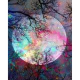 paint by numbers | Full Moon with colorful reflections | advanced landscapes trees | FiguredArt