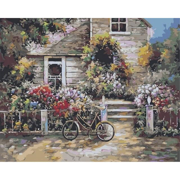 paint by numbers | Bicycle in front of the House | intermediate landscapes | FiguredArt