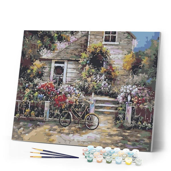 paint by numbers | Bicycle in front of the House | intermediate landscapes | FiguredArt