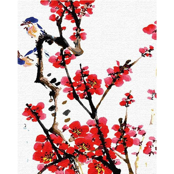 paint by numbers | Bird on a Branch | easy flowers | FiguredArt