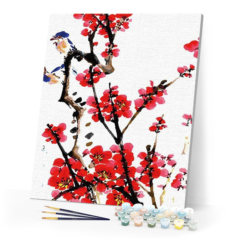 paint by numbers | Bird on a Branch | easy flowers | FiguredArt