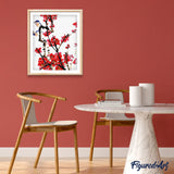 paint by numbers | Bird on a Branch | easy flowers | FiguredArt