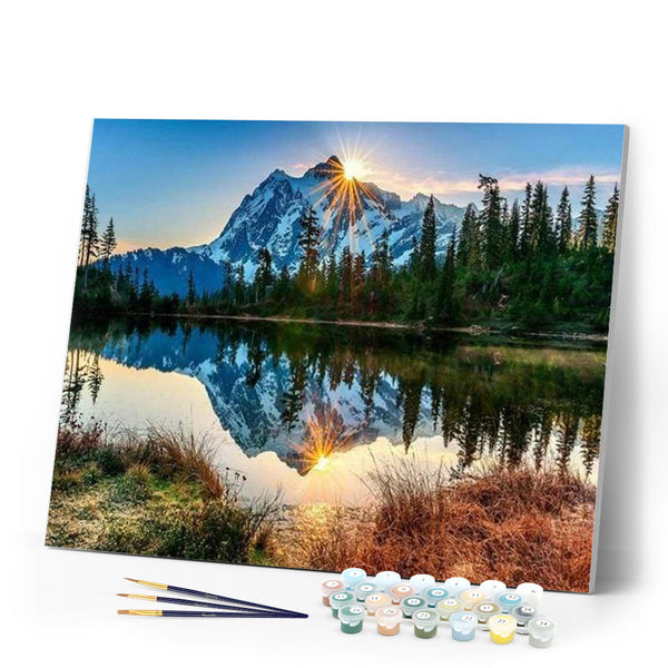 paint by numbers | Lake and Mountain reflection | intermediate landscapes | FiguredArt