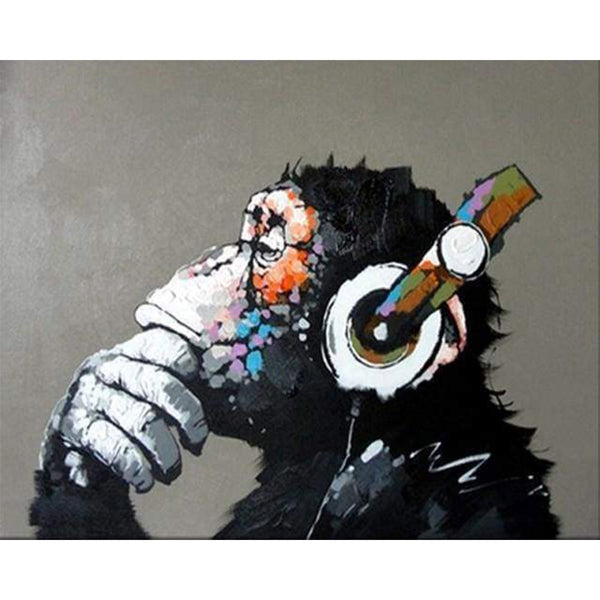paint by numbers | Monkey wearing headphones | animals easy monkeys | FiguredArt
