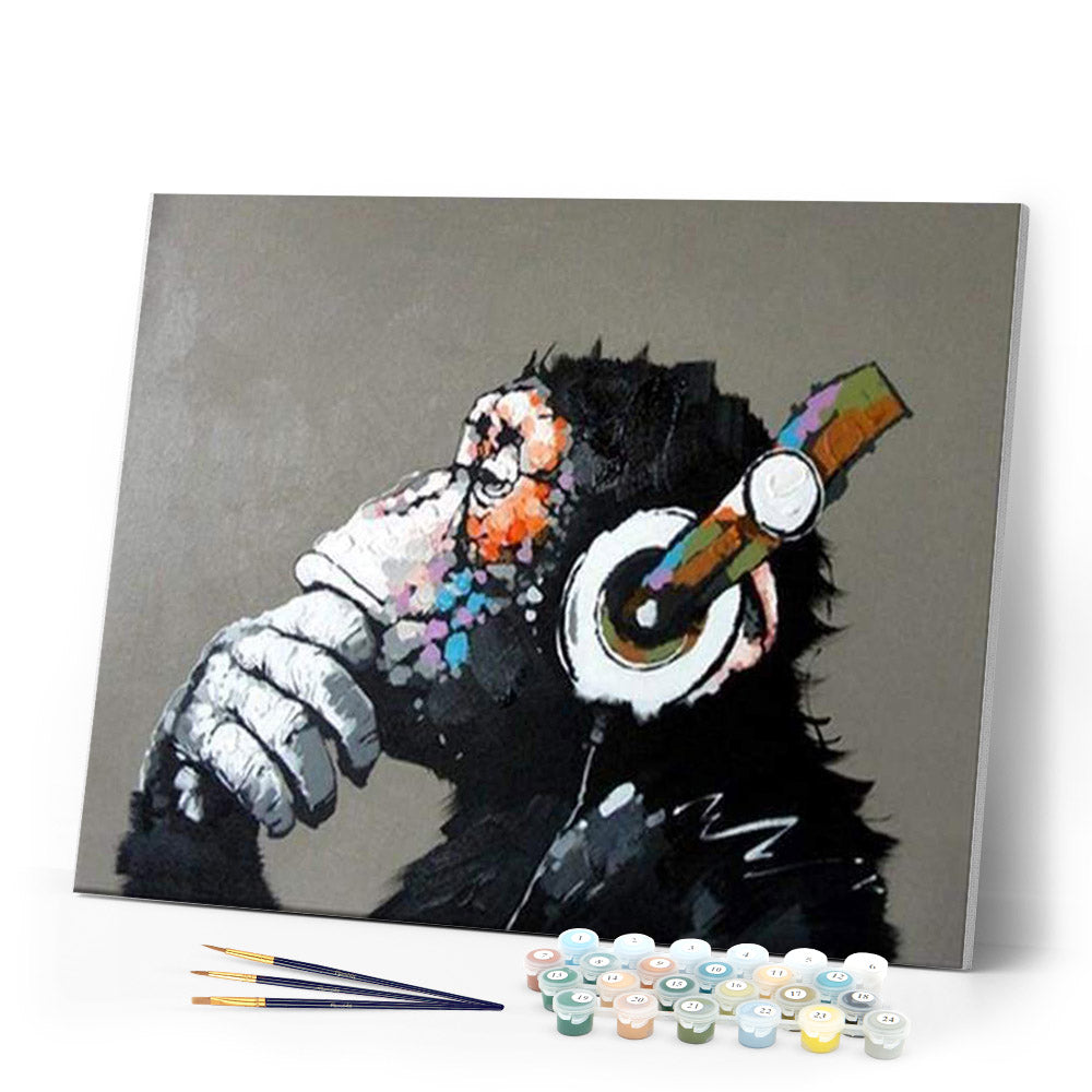 paint by numbers | Monkey wearing headphones | animals easy monkeys | FiguredArt