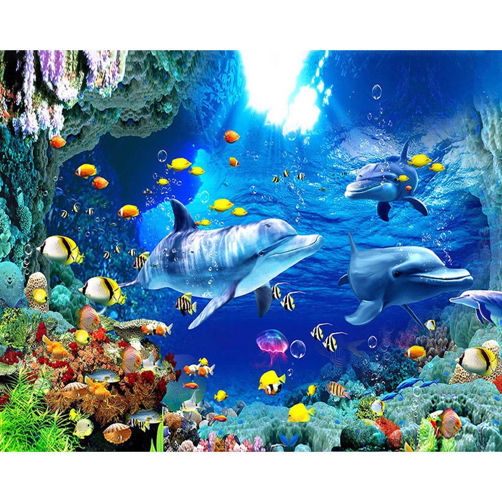 paint by numbers | Dolphins and Sea | advanced animals dolphins fish | FiguredArt