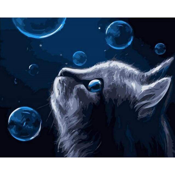 paint by numbers | Blue Cat and Bubbles | animals cats easy | FiguredArt