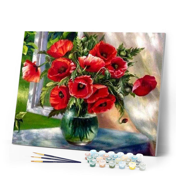 paint by numbers | Bouquet of Red Flowers | easy flowers | FiguredArt