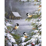 paint by numbers | Three Birds in the Snow | advanced animals birds landscapes | FiguredArt