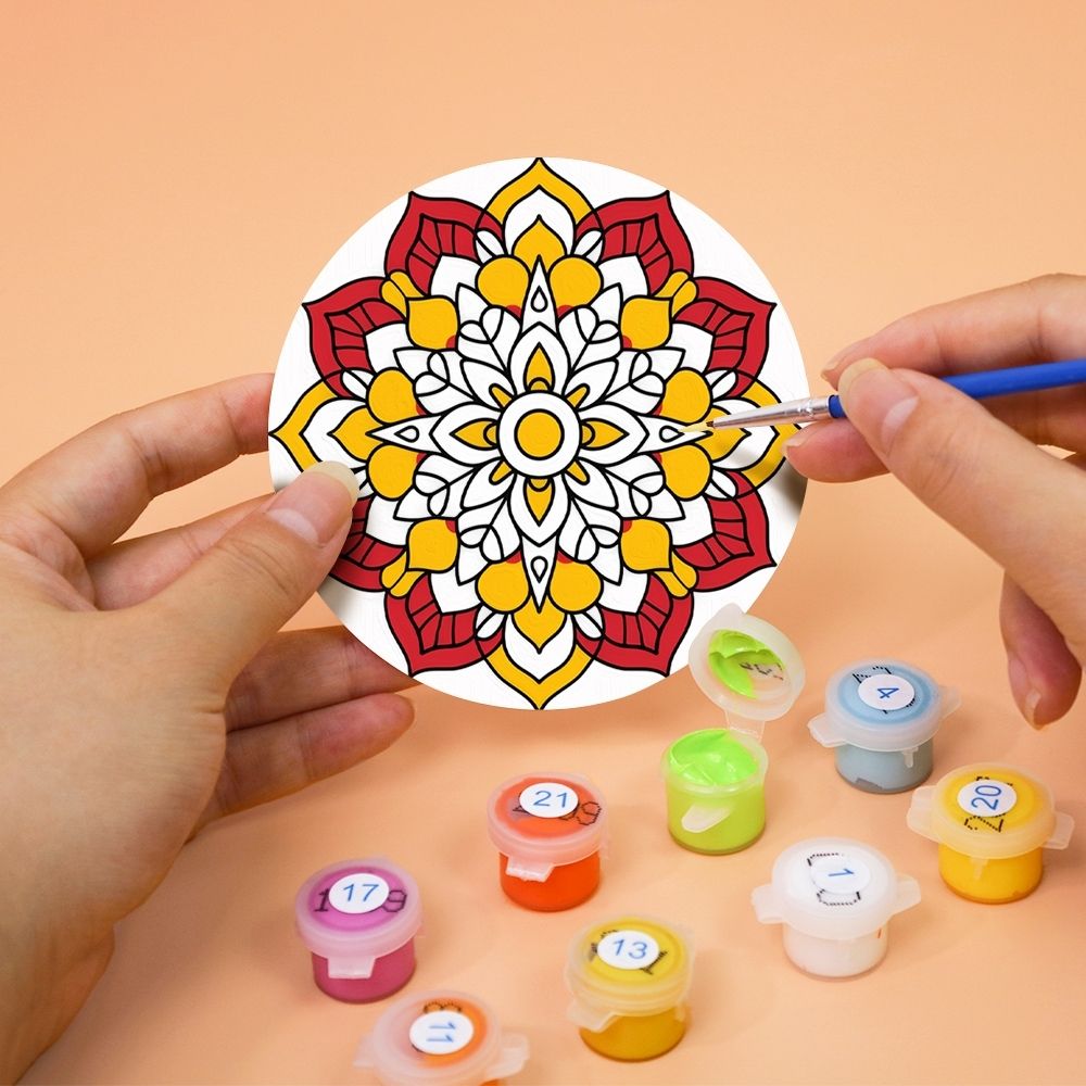 Paint by numbers 6" Coasters (6 pieces) - Colorful Coasters Mandala