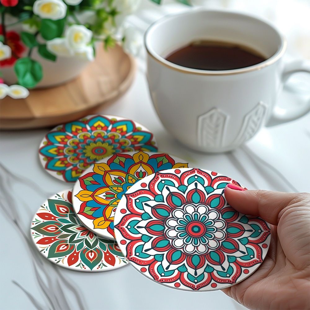 Paint by numbers 6" Coasters (6 pieces) - Colorful Coasters Mandala