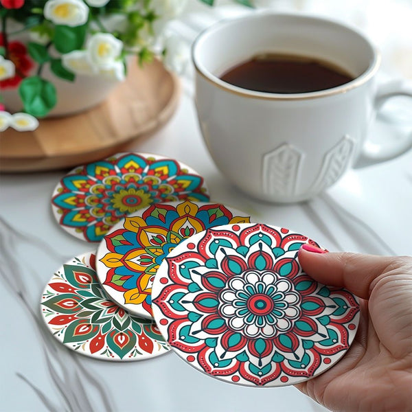 Paint by numbers 6" Coasters (6 pieces) - Colorful Coasters Mandala