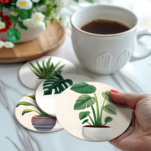 Paint by numbers 6" Coasters (6 pieces) - Monstera and Fern