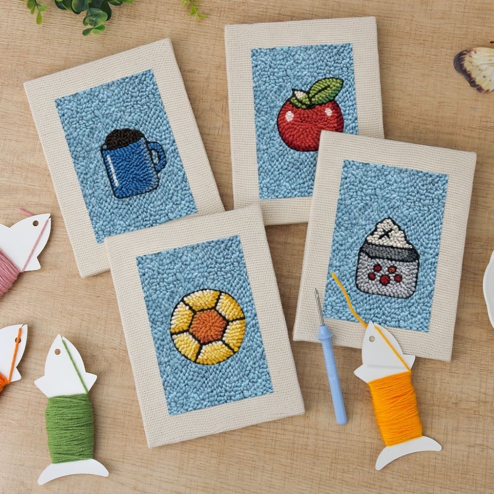 Punch Needle Kits (4 pieces) with frames - Breakfast Treats 1 – Figured'Art