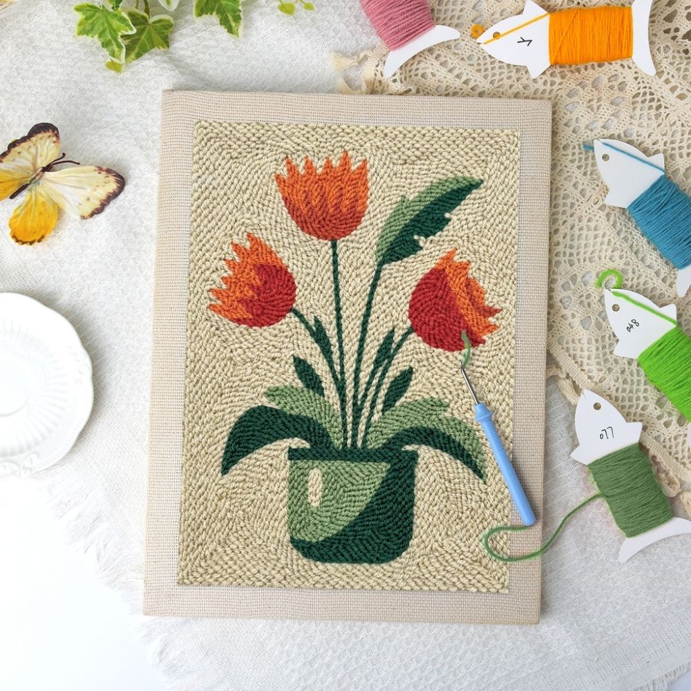 Punch Needle Kit with frame - Blooming Tulips – Figured'Art