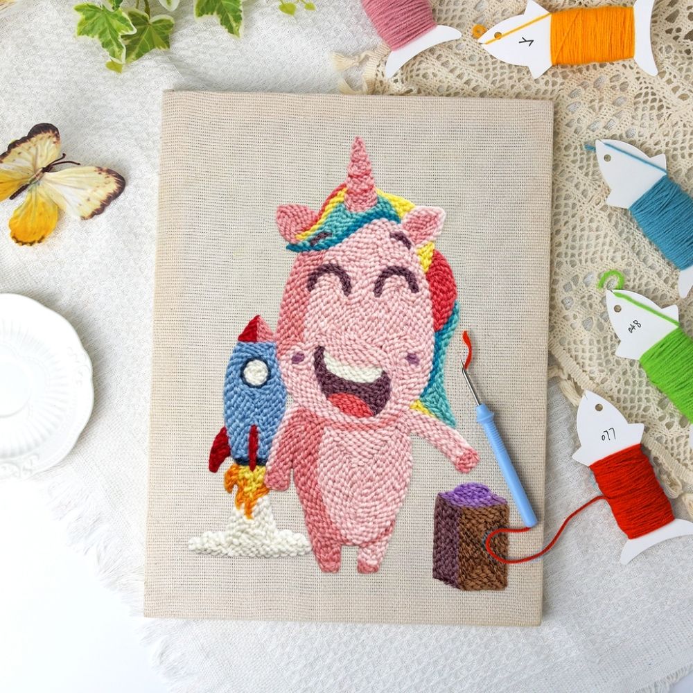 Punch Needle Kit with frame - Unicorn Adventure – Figured'Art