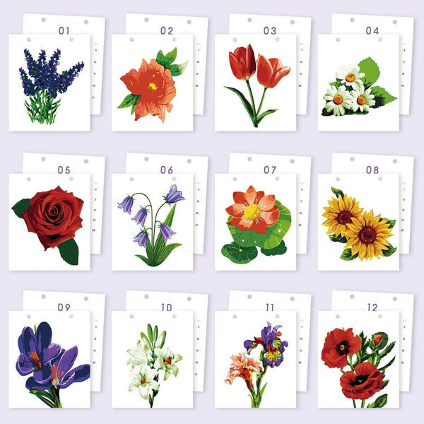 Paint by Numbers Calendar 2026 - Seasonal Flowers