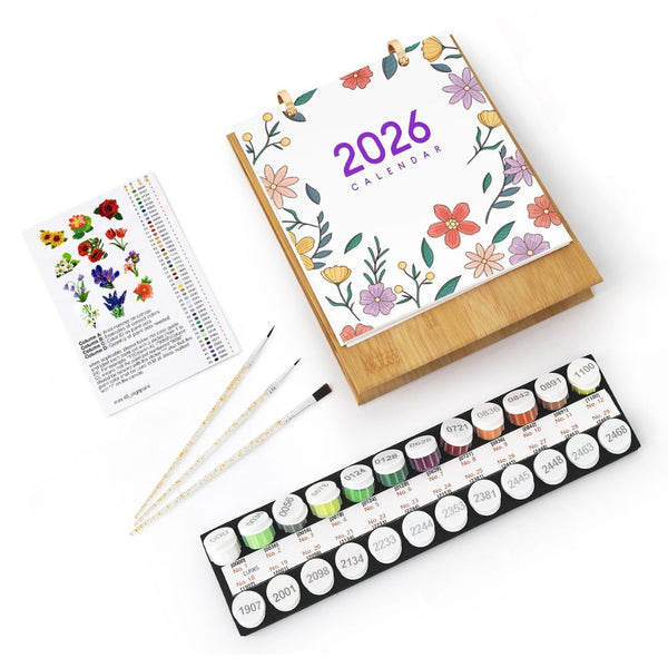 Paint by Numbers Calendar 2026 - Seasonal Flowers